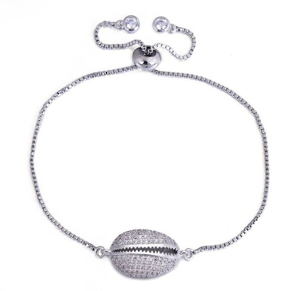 Sparkly Seashell Thin Silver Bracelet - Picture 1 of 2